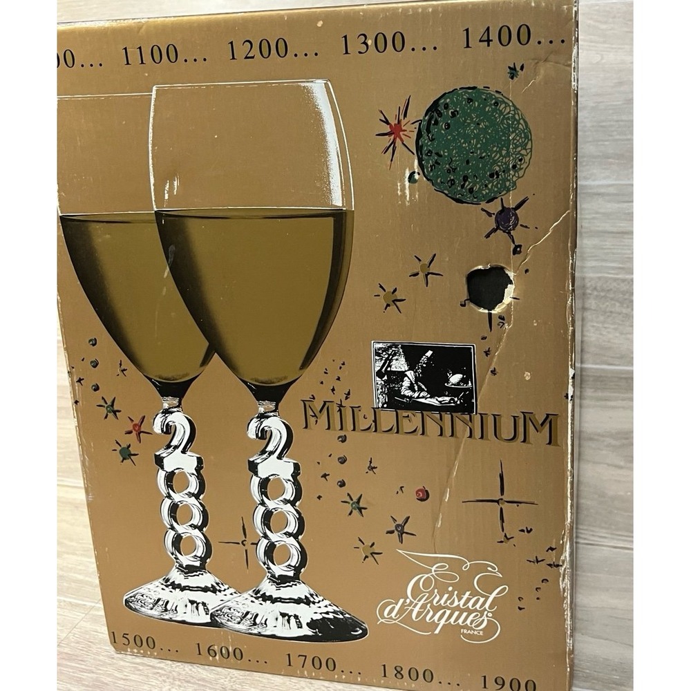 Vintage Y2K Cristal d'Arques Millenium 2000 Wine Champagne Glasses RETRO